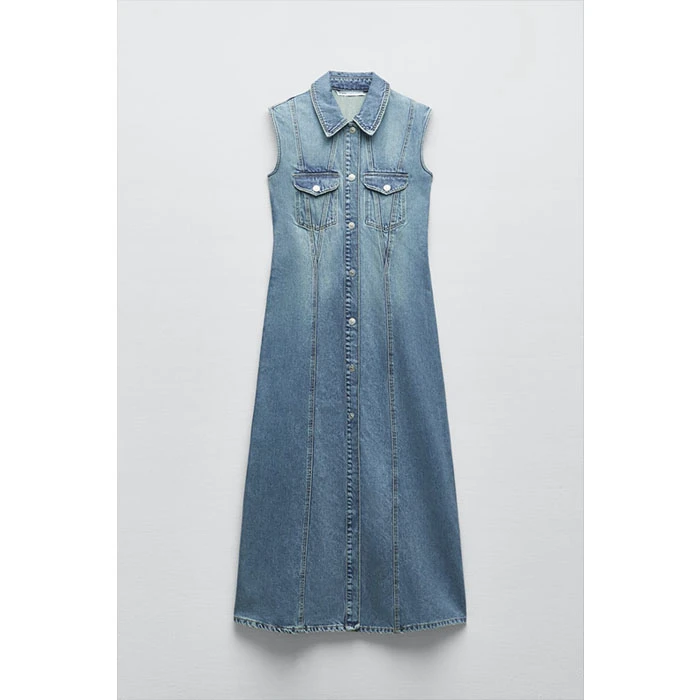 자라 블루 데님 원피스 S 26 청치마 미쏘 h&m 에이치엔엠 치마 스커트 여행룩 휴가룩 에잇세컨즈 탑텐 유니클로 이미지