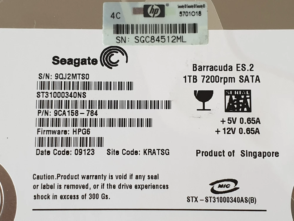 서버용 시게이트 SATA HDD (1테라Byte) 이미지