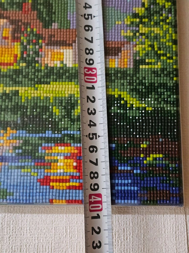 호수가풍경열기구 캔버스 보석십자수 완성품3종 40x50cm 이미지