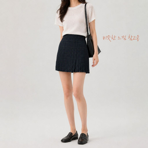 자라 타탄 체크 플리츠 스커트 잔주름 치마바지 쇼츠 XS 이미지