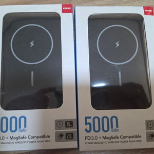 [미개봉 제품] 코끼리 슬림 무선 고속 충전 보조배터리 5000mAh 맥세이프 블랙 색상 KPB-RMGM5000 이미지