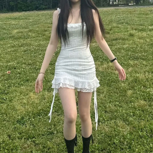 (새상품) 에이블리 플라워 레이스 프릴 미니 원피스 이미지