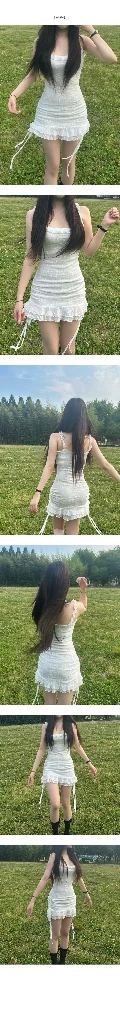 (새상품) 에이블리 플라워 레이스 프릴 미니 원피스 이미지