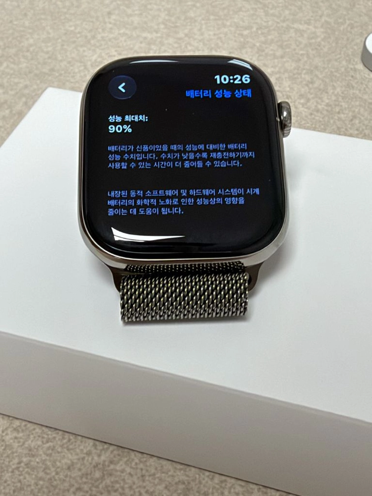 애플워치10 46mm 네추럴 티타늄 셀룰러 밀레니엄루프 이미지