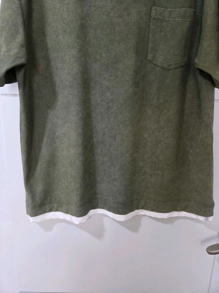 ZARA MAN 워싱 포켓 반팔 티셔츠 XL 남성셔츠 이미지