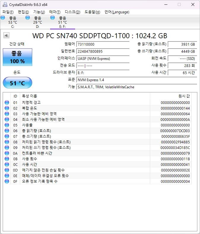 WD PC SN740 NVMe SSD 1TB 이미지