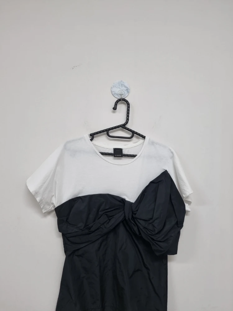 PINKO 리본 포인트 반팔티 (화이트/블랙) 이미지