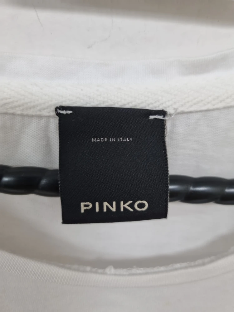 PINKO 리본 포인트 반팔티 (화이트/블랙) 이미지