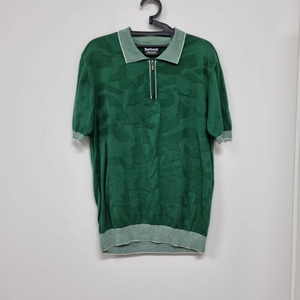 Barbour International 그린 카모 패턴 반팔 니트 폴로 이미지