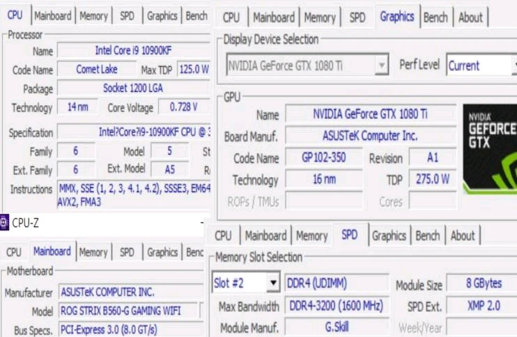 인텔 i9-10900KF + Rog Strix 1080 ti 게이밍 PC 본체 이미지