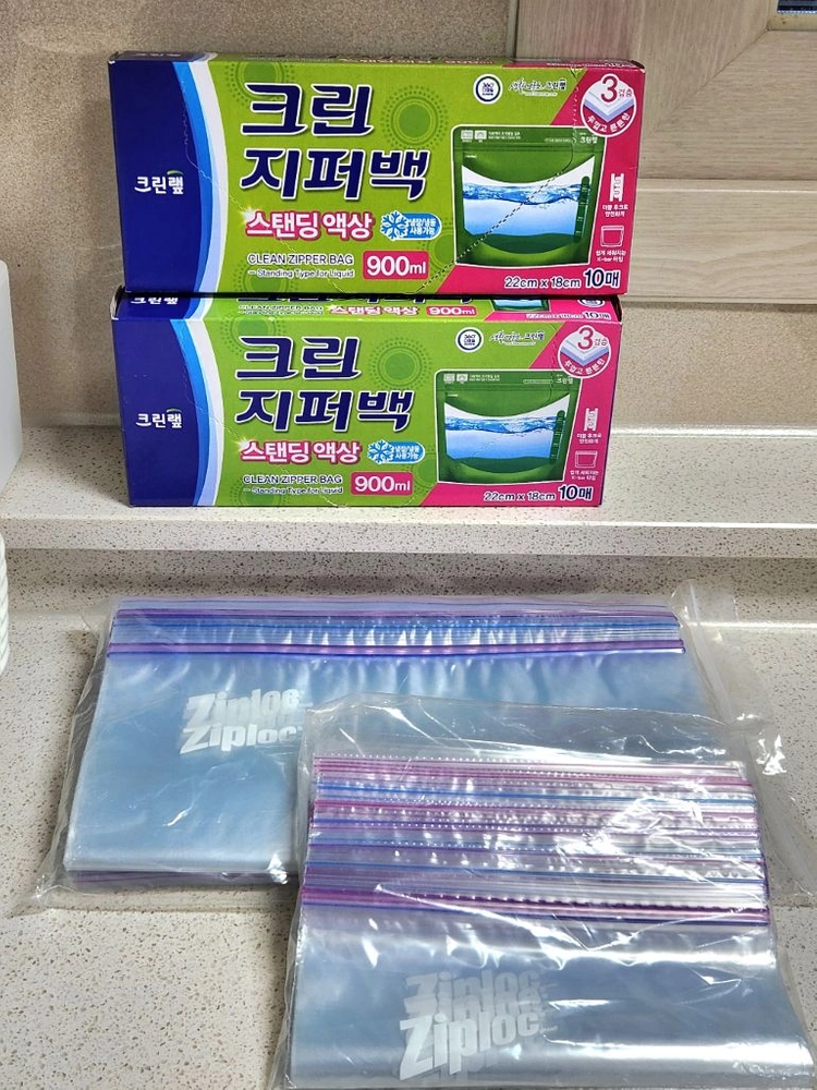 새상품/ 크린 지퍼백 스탠딩 액상 900ml /지퍼백 묶음 이미지