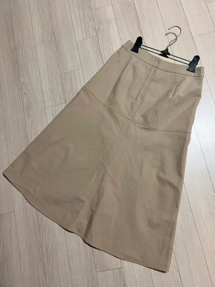 일라일 ILAIL 21ss 바스락 코튼 A라인 스커트 베이지 슬릿 트렌치 롱 치마 이미지