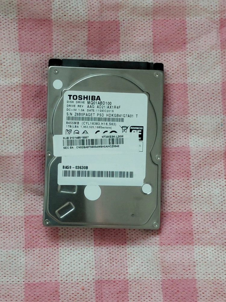 미사용급 노트북하드 도시바 HDD 1TB 2.5인치 153시간 이미지