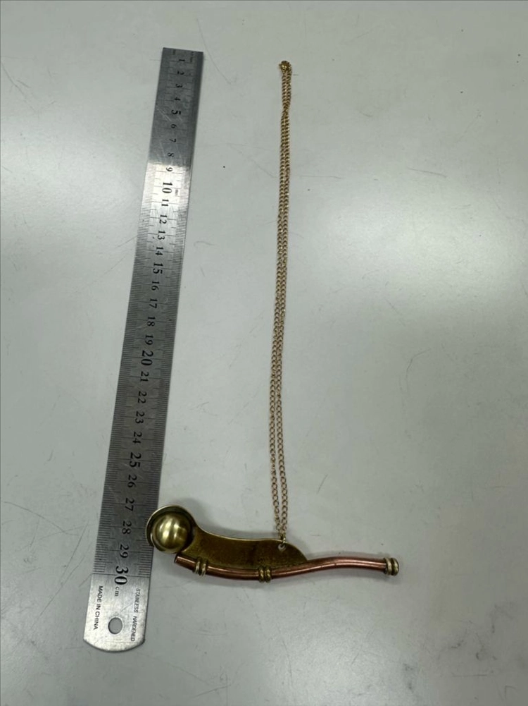 희귀 작동가능 오리지널 독일풍 황동 해군 갑판장 휘슬 롱 목걸이 팝니다 이미지