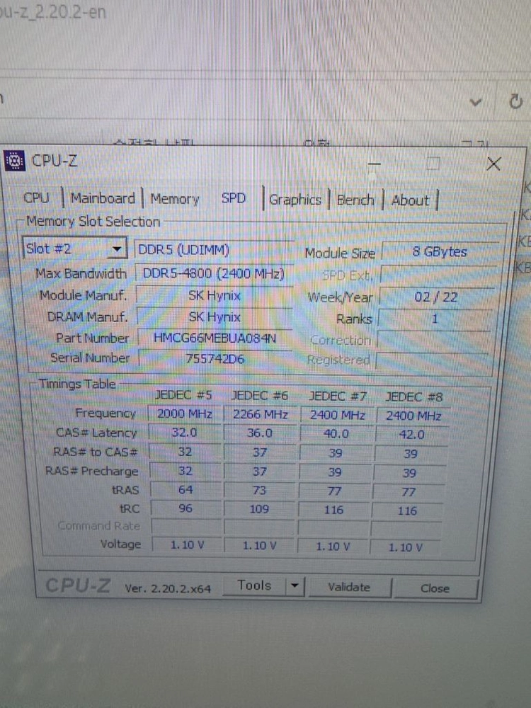 sk하이닉스 ddr5 4800mhz 8gb 1장 이미지