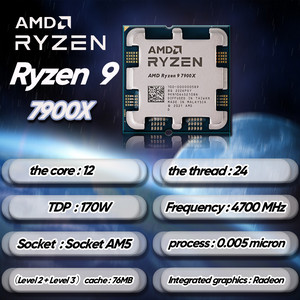 [벌크] AMD 라이젠 9 7900X CPU (AM5/라파엘) - 대원CTS 정품 이미지