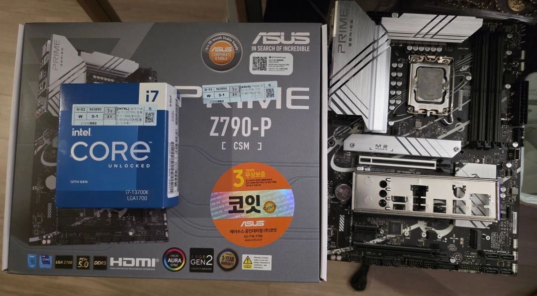ASUS PRIME Z790+인텔 i7-13700K CPU 이미지