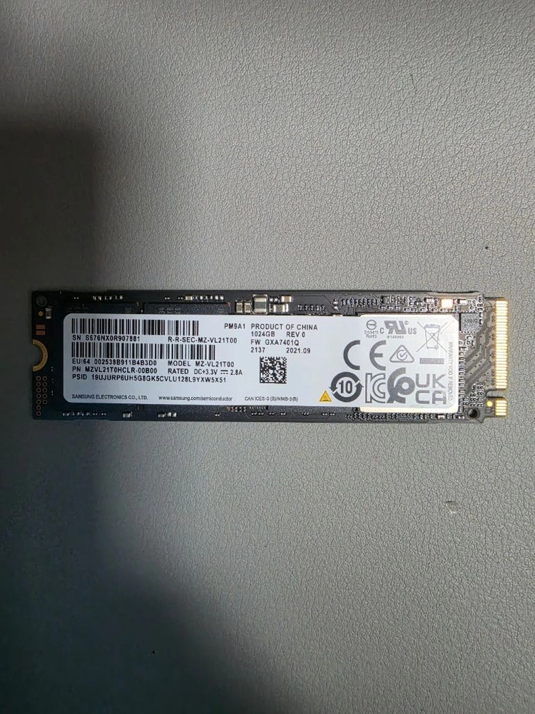 삼성 PM9A1 1tb nvme ssd pcie4.0 건강상태100 이미지