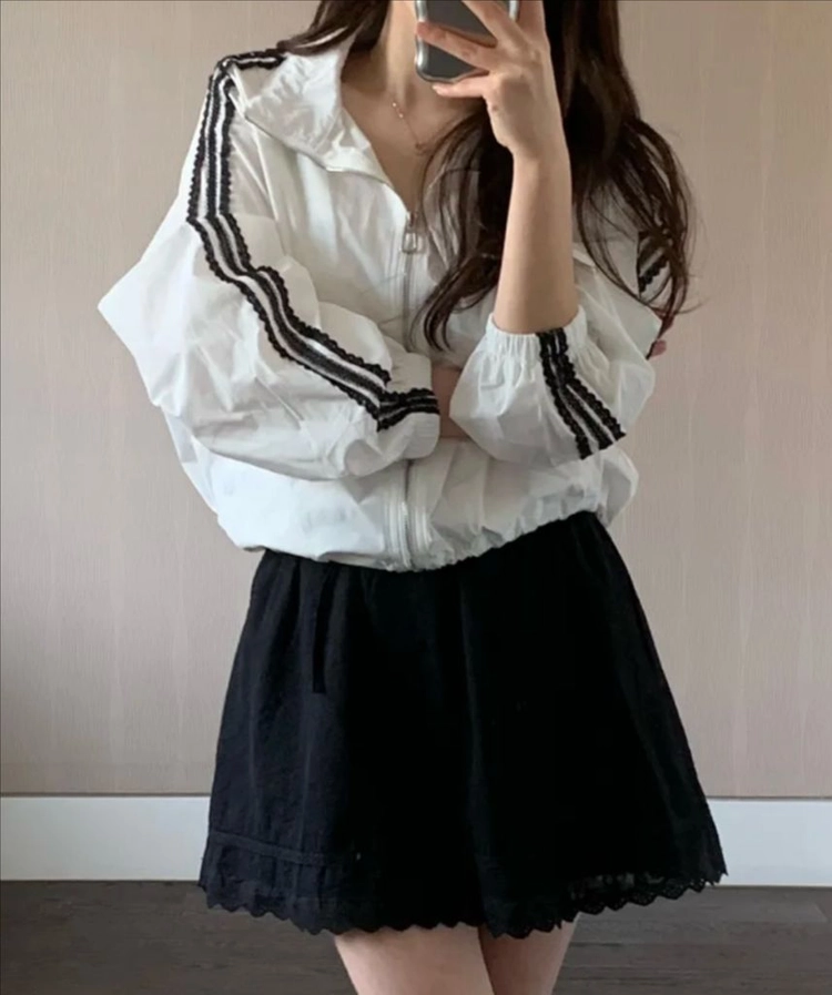 밑단 레이스 스트링 밴딩 코튼 스커트 (속바지O) 이미지