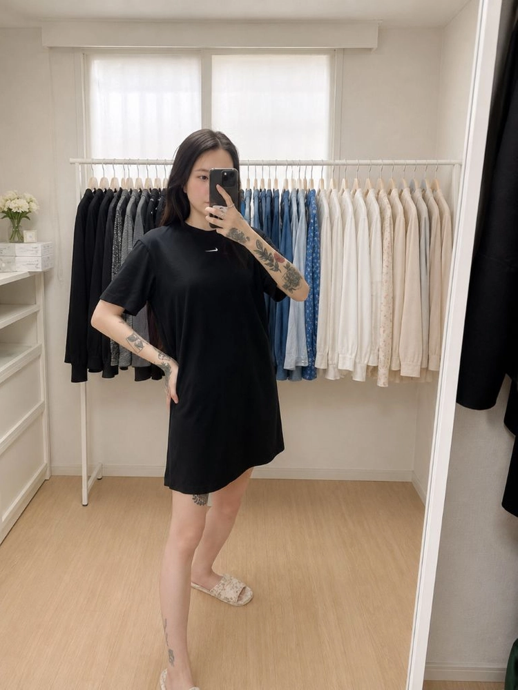나이키 여성 블랙 반팔 원피스 XS 이미지