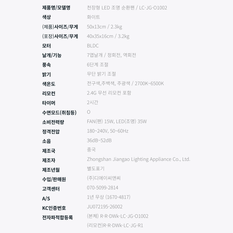 미사용) LED 조명 천장 선풍기 실링팬 방등 이미지