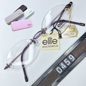 ELITE MOEDLS 8527 퍼플 무테 안경테 48mm 오벌형 긱시크 일본 빈티지 데드스톡 레트로 복고 아메카지 이미지