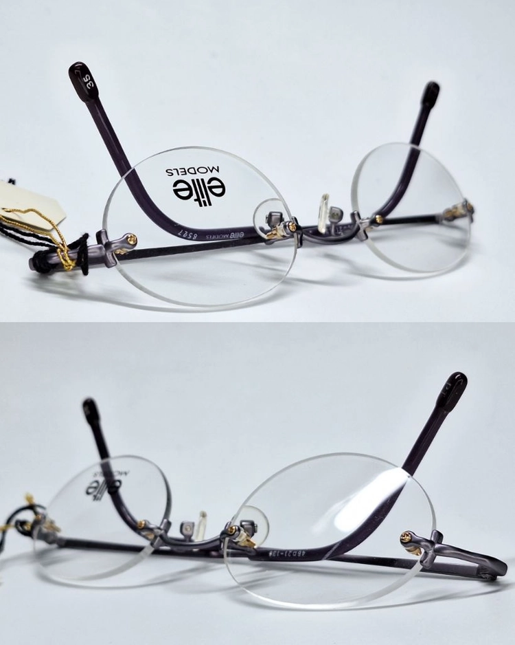 ELITE MOEDLS 8527 퍼플 무테 안경테 48mm 오벌형 긱시크 일본 빈티지 데드스톡 레트로 복고 아메카지 이미지