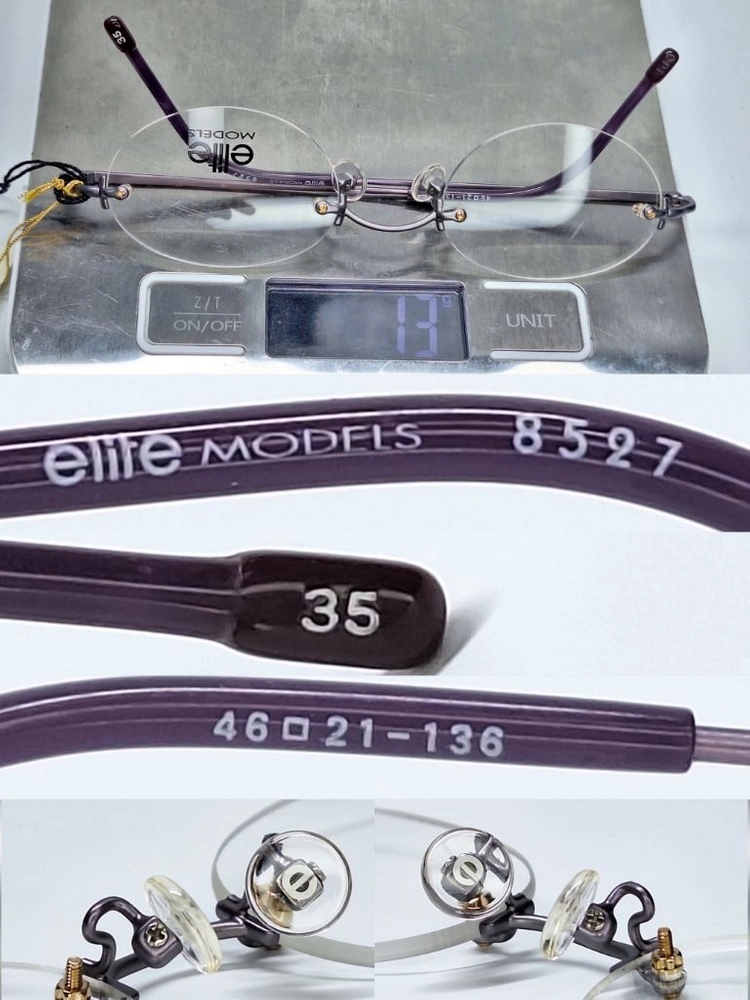 ELITE MOEDLS 8527 퍼플 무테 안경테 48mm 오벌형 긱시크 일본 빈티지 데드스톡 레트로 복고 아메카지 이미지