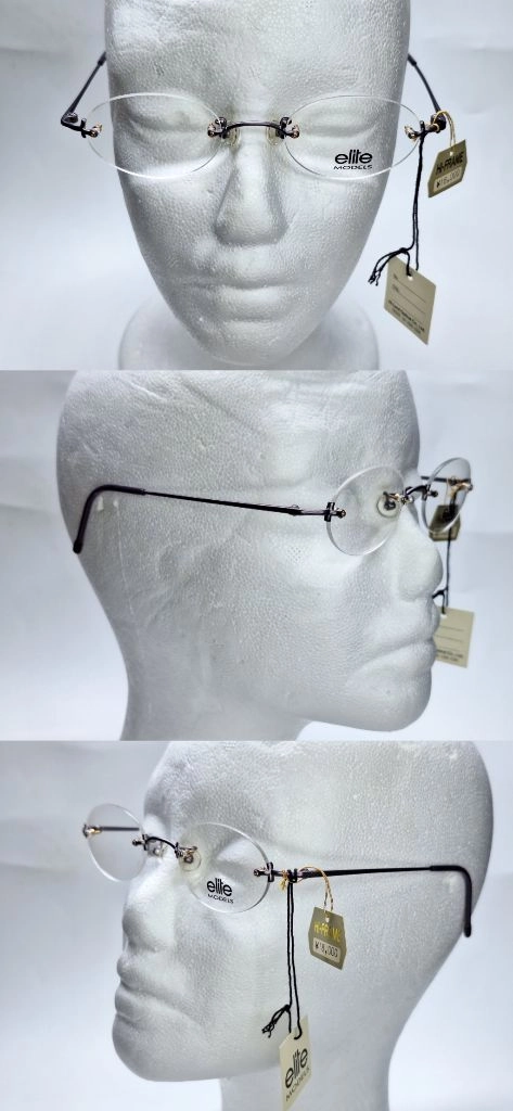 ELITE MOEDLS 8527 퍼플 무테 안경테 48mm 오벌형 긱시크 일본 빈티지 데드스톡 레트로 복고 아메카지 이미지