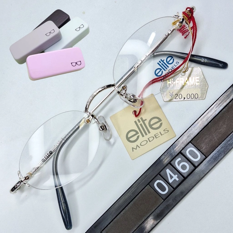 ELITE MOEDLS 8522 실버 무테 안경테 47mm 오벌형 긱시크 일본 빈티지 데드스톡 레트로 복고 아메카 이미지