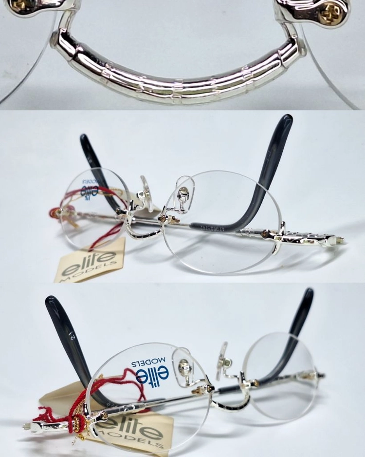 ELITE MOEDLS 8522 실버 무테 안경테 47mm 오벌형 긱시크 일본 빈티지 데드스톡 레트로 복고 아메카 이미지
