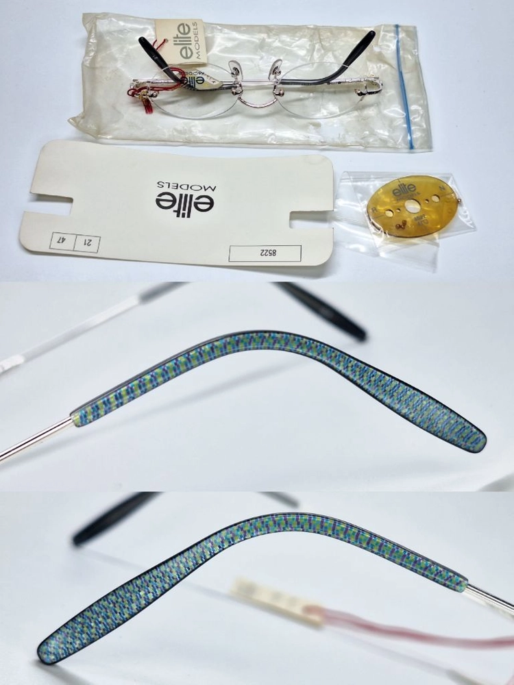 ELITE MOEDLS 8522 실버 무테 안경테 47mm 오벌형 긱시크 일본 빈티지 데드스톡 레트로 복고 아메카 이미지