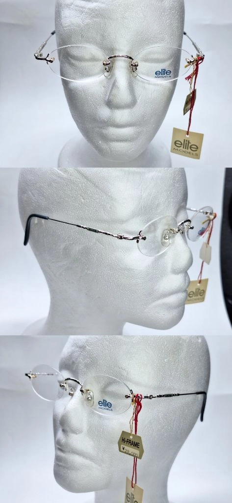 ELITE MOEDLS 8522 실버 무테 안경테 47mm 오벌형 긱시크 일본 빈티지 데드스톡 레트로 복고 아메카 이미지