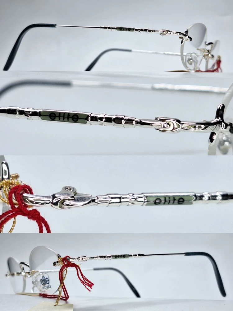 ELITE MOEDLS 8522 실버 무테 안경테 47mm 오벌형 긱시크 일본 빈티지 데드스톡 레트로 복고 아메카 이미지