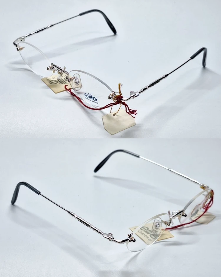 ELITE MOEDLS 8522 실버 무테 안경테 47mm 오벌형 긱시크 일본 빈티지 데드스톡 레트로 복고 아메카 이미지