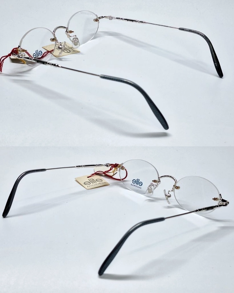 ELITE MOEDLS 8522 실버 무테 안경테 47mm 오벌형 긱시크 일본 빈티지 데드스톡 레트로 복고 아메카 이미지