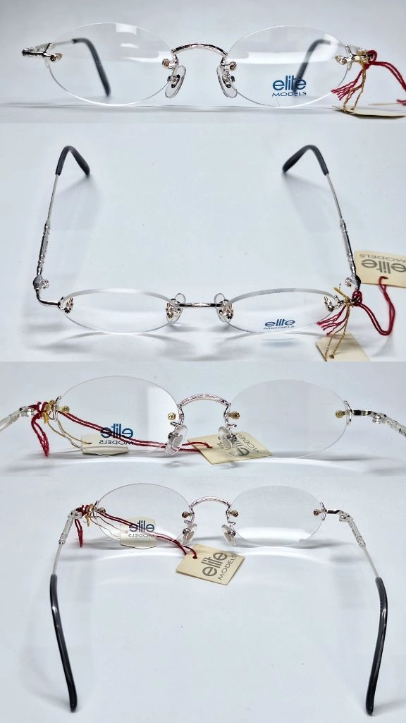 ELITE MOEDLS 8522 실버 무테 안경테 47mm 오벌형 긱시크 일본 빈티지 데드스톡 레트로 복고 아메카 이미지
