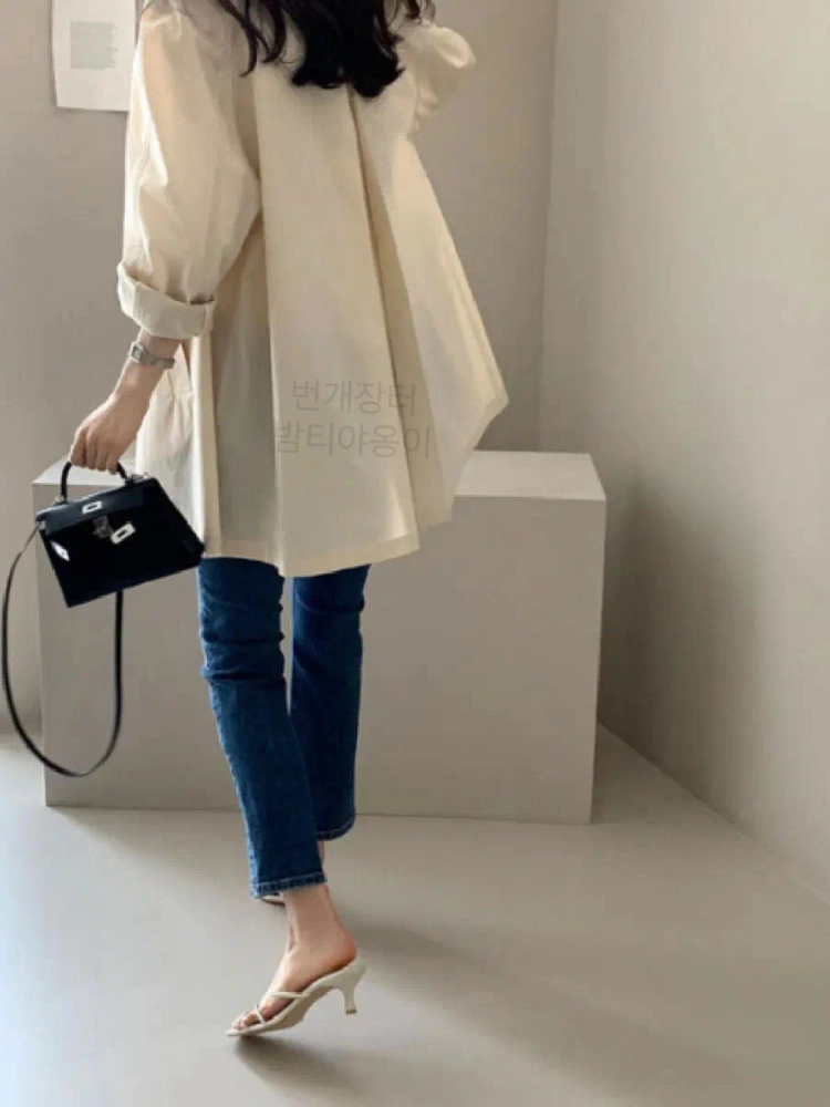 데일리룩 DAILYLOOK 에르하프트렌치 A라인 바스락 점퍼 숏 코트 자켓 아이보리 이미지
