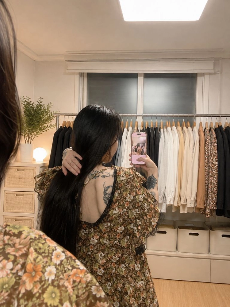 스타일난다 플라워 프릴 레이스 미니원피스 이미지