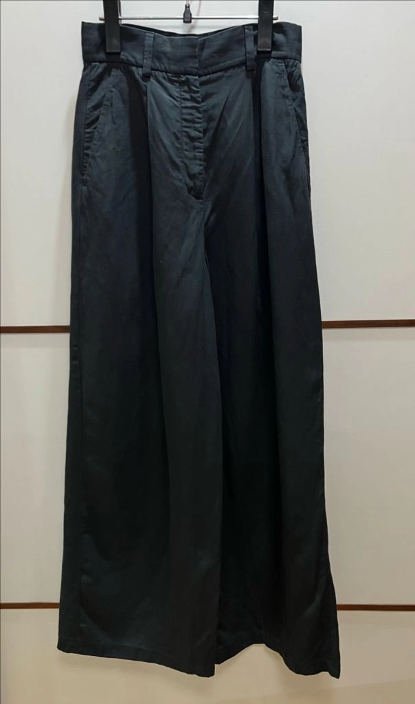 Cos 하이웨이스트 린넨 와이드 레그 팬츠(블랙) 이미지