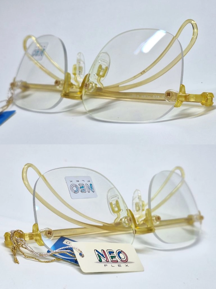 5g 초경량 NEO FLEX N-302-1 무테 안경테 55mm 옐로우 일본 빈티지 데드스톡 미사용 레트로 패션 이미지