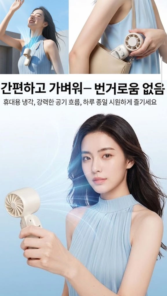 에어컨 급속냉각 터보제트팬 손선풍기 휴대용선풍기 목선풍기 미니 무선 탁상용 스마트폰거치대 이미지
