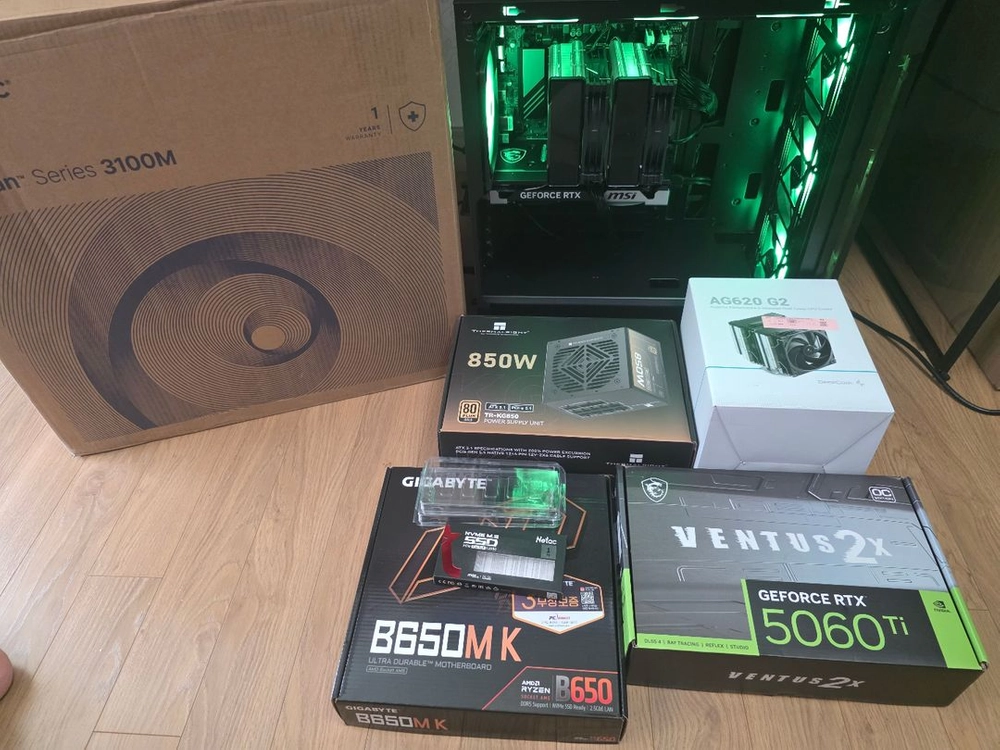 AMD 라이젠 9600x, rtx5060ti 등 컴퓨터 본체 판매 이미지