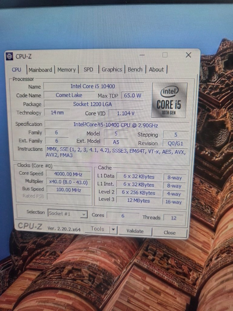 인텔 i5 10400 cpu 이미지