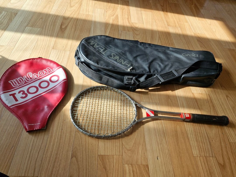 WILSON 윌슨 T3000 빈티지 테니스 금속 라켓 + 가방 이미지