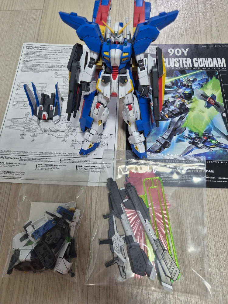 MG F90 3 클러스터 건담 + 미션팩 X 타입 가조립.MG 네러티브 건담 C팩 버카 + 네러티브 건담 전용 B팩 이미지