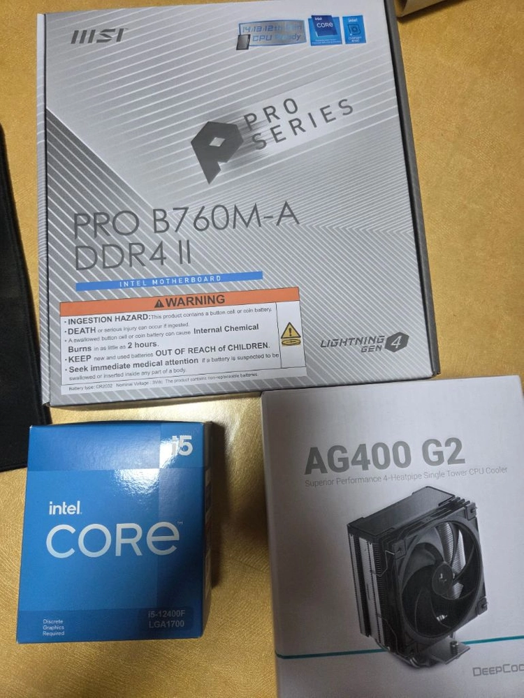 i5 12400F +MSI PRO B760M-A(ddr4) + ddr4 3200 8x2+ 쿨러 이미지