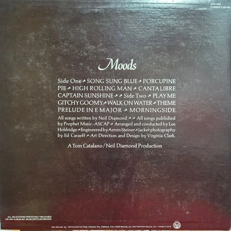 닐 다이아몬드 Moods LP 앨범 8042 이미지