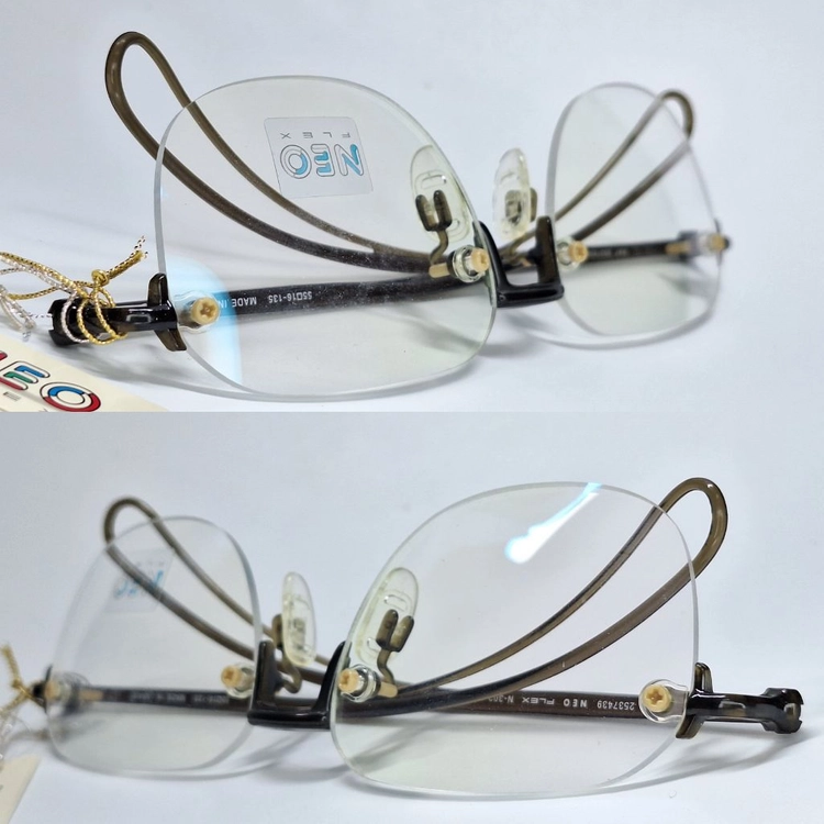5g 초경량 NEO FLEX N-302-6 무테 안경테 55mm 라이트그레이 일본 빈티지 데드스톡 미사용 레트로 이미지