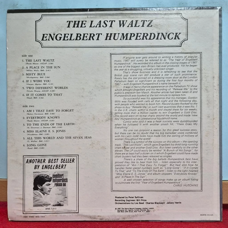 잉글버트 험퍼딩크 The Last Waltz LP 앨범 8048 이미지